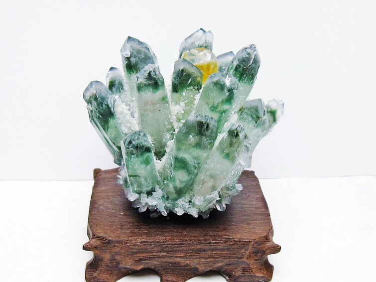 緑水晶 クラスター 原石 台座付属 一点物  182-7497