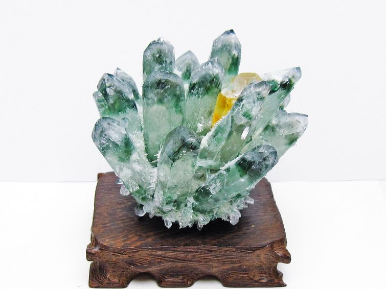 緑水晶 クラスター 原石 台座付属 一点物  182-7498