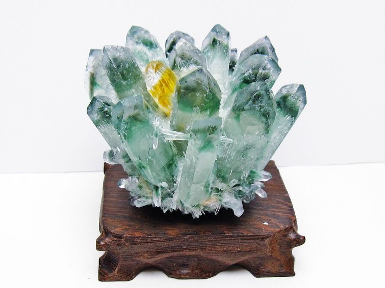 緑水晶 クラスター 原石 台座付属 一点物  182-7506