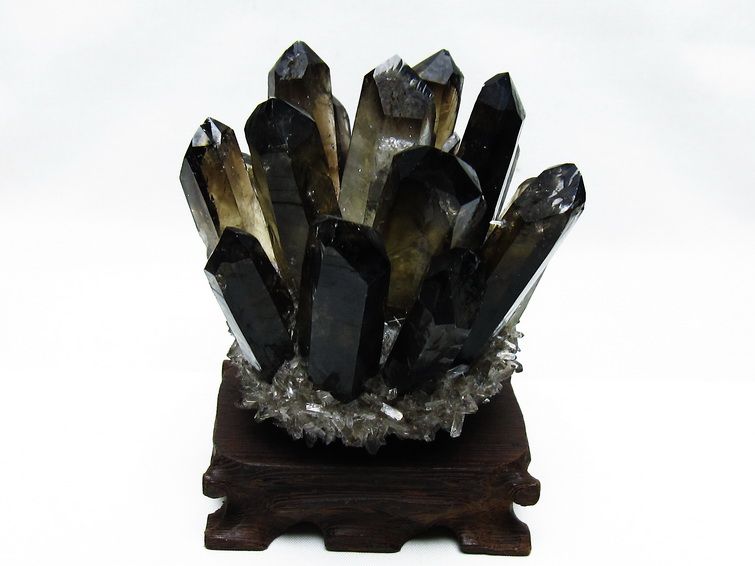 モリオン クラスター 黒水晶 原石 台座付属 一点物 182-8402 [sold out]