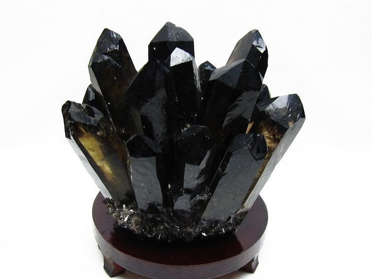 1.4Kg モリオン クラスター 黒水晶 原石 台座付属 一点物 182-8438 【sold out】