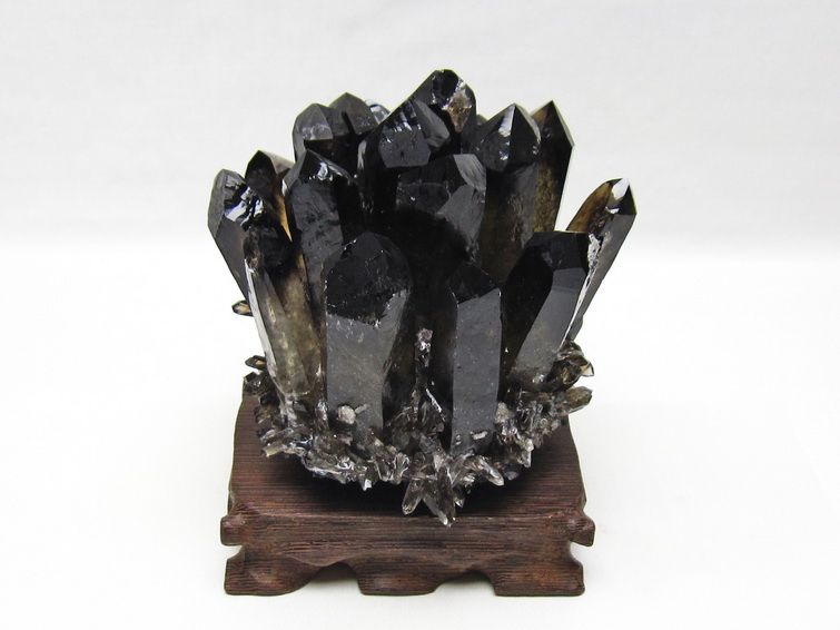 モリオン クラスター 黒水晶 原石 台座付属 一点物 182-8684