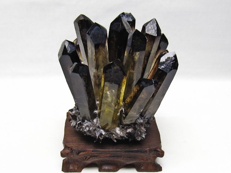 黒水晶 クラスター モリオン 原石 台座付属 一点物 182-8703