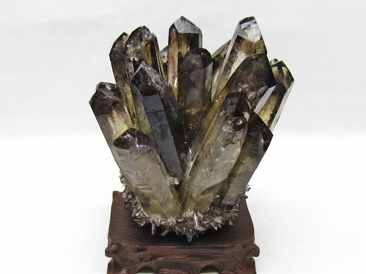 モリオン 原石 黒水晶 クラスター 台座付属 一点物 182-8711