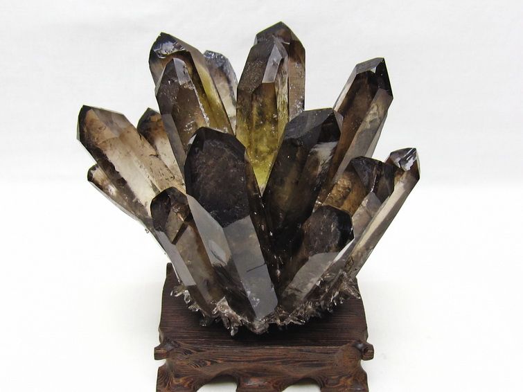 1.1Kg モリオン 原石 黒水晶 クラスター 台座付属 一点物 182-8716