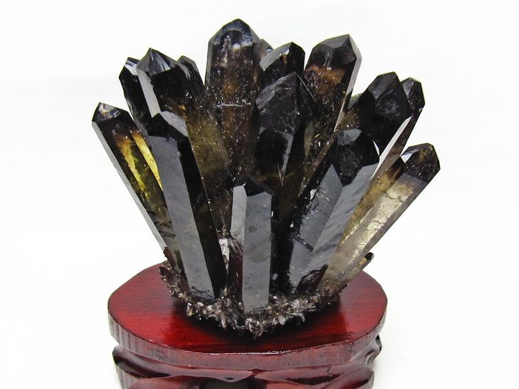 1.3Kg モリオン 原石 黒水晶 クラスター 台座付属 一点物 182-8718