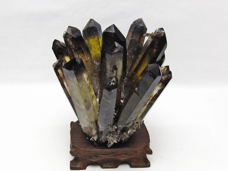 モリオン 原石 黒水晶 クラスター 台座付属 一点物 182-8720