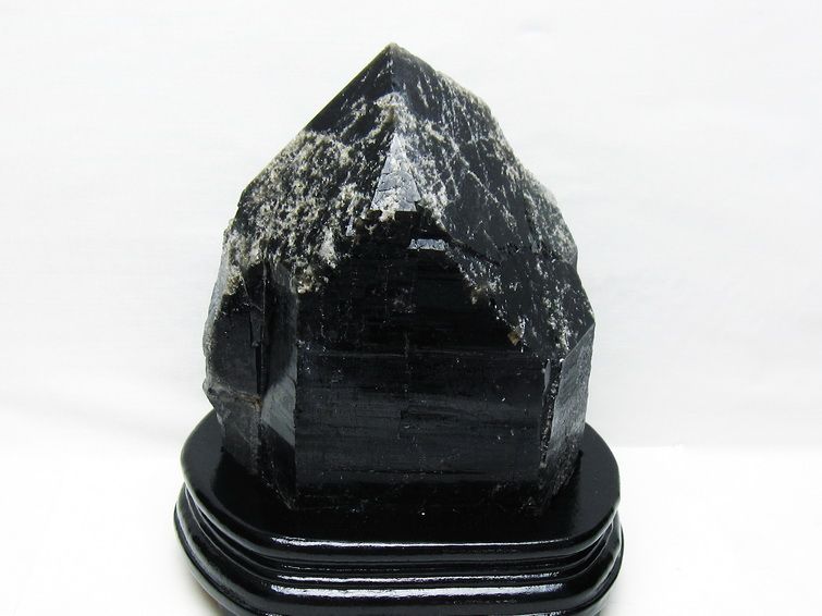 3.4Kg 黒水晶 モリオン 原石 山東省産 台座付属 一点物 191-513