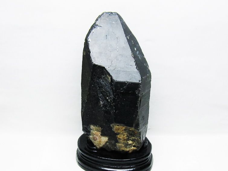 4Kg 黒水晶 モリオン 原石 山東省産 台座付属 一点物 191-515