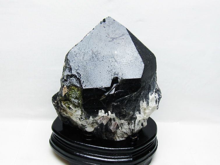 3.9Kg 黒水晶 モリオン 原石 山東省産 台座付属 一点物 191-520