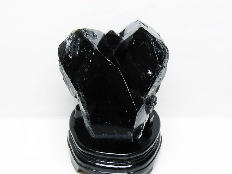 3.8Kg 黒水晶 モリオン 原石 山東省産 台座付属 一点物 191-522
