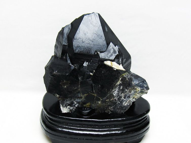 2.2Kg 黒水晶 モリオン 原石 山東省産 台座付属 一点物 191-523