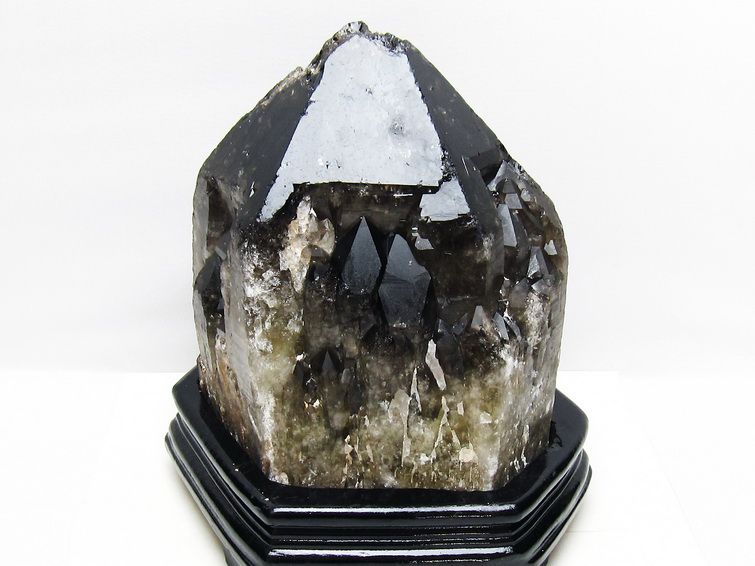 7.4Kg モリオン 黒水晶 原石 エレスチャル 台座付属 一点物 191-548