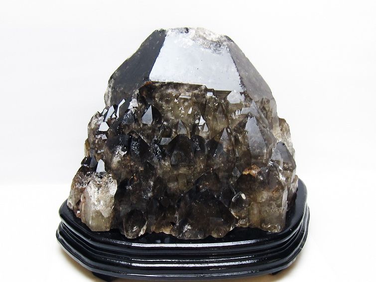 10.5Kg モリオン 黒水晶 原石 エレスチャル 台座付属 一点物 191-556