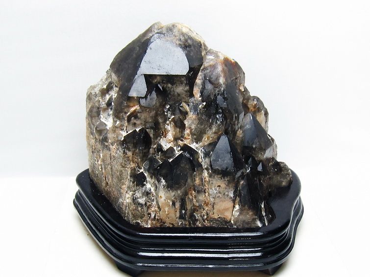 7.3Kg モリオン 黒水晶 原石 エレスチャル 台座付属 一点物 191-558