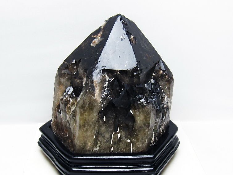 8.4Kg モリオン 黒水晶 原石 エレスチャル 台座付属 一点物 191-574