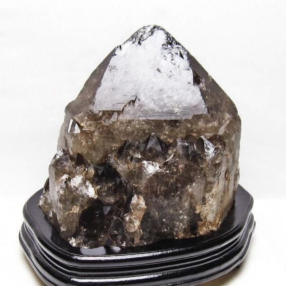 8Kg スモーキークォーツ 原石 煙水晶 エレスチャル 台座付属 一点物 191-611