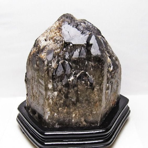 12.3Kg スモーキークォーツ 原石 煙水晶 エレスチャル 台座付属 191-638