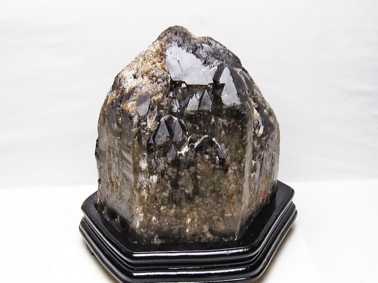 12.3Kg スモーキークォーツ 原石 煙水晶 エレスチャル 台座付属 191-638