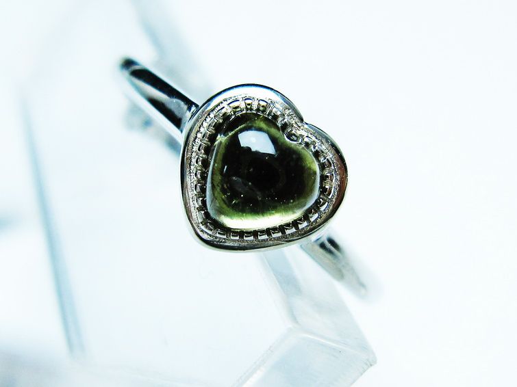 モルダバイト リング 指輪 ハート 12号 フリーサイズ 一点物 199-441