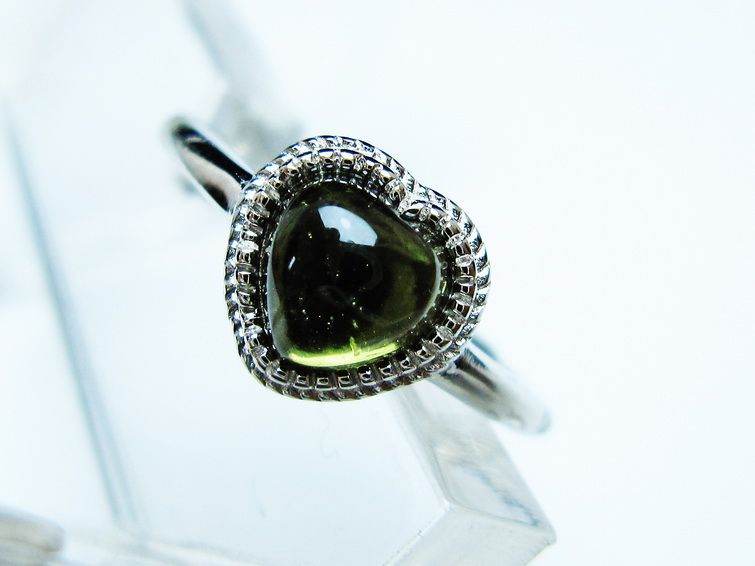 モルダバイト リング 指輪 ハート 12号 フリーサイズ 一点物 199-444