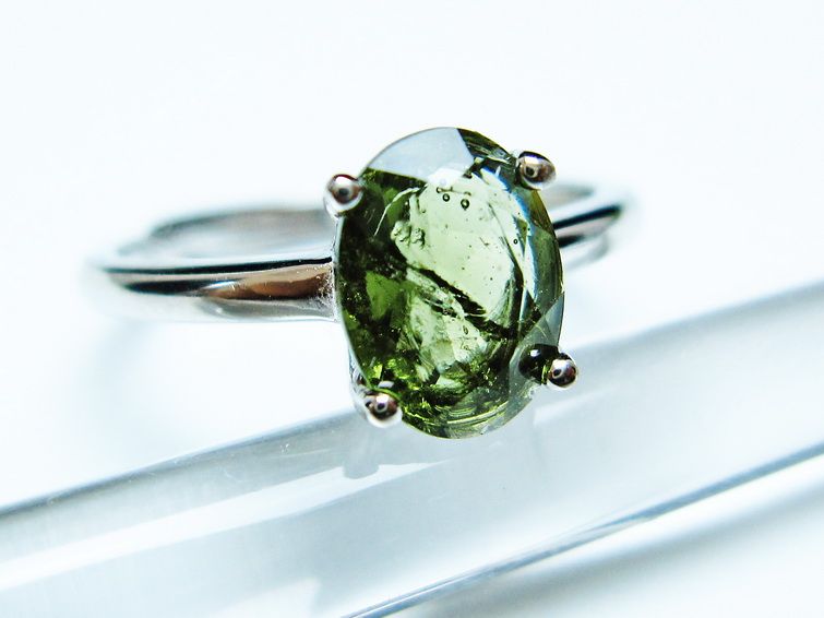 モルダバイト リング 指輪 12号 フリーサイズ 一点物 199-481