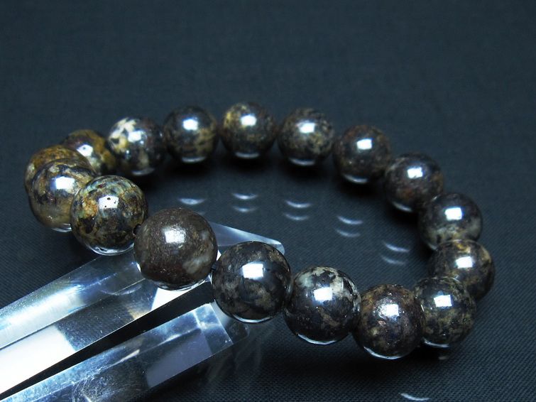 サハラNWA869隕石（コンドライト） ブレスレット 12mm 一点物 199-741