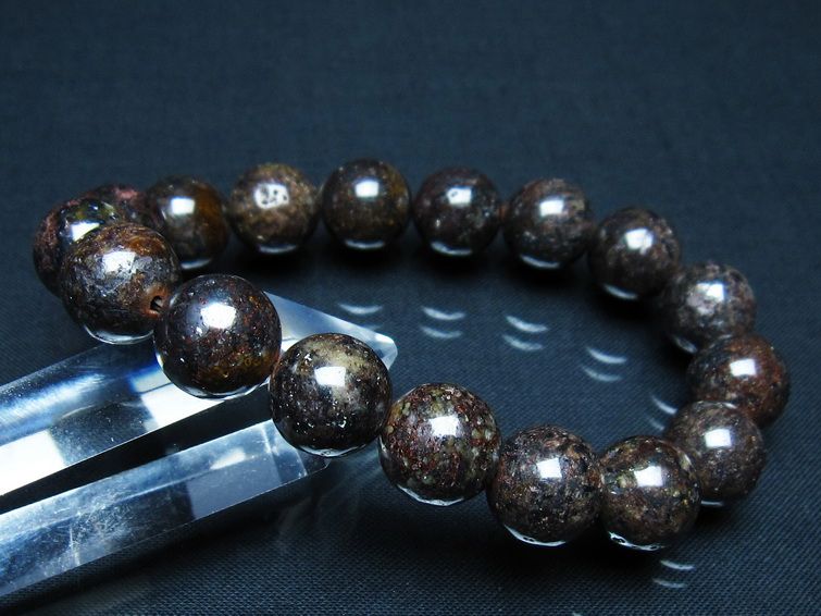サハラNWA869隕石（コンドライト） ブレスレット 12mm 一点物 199-750
