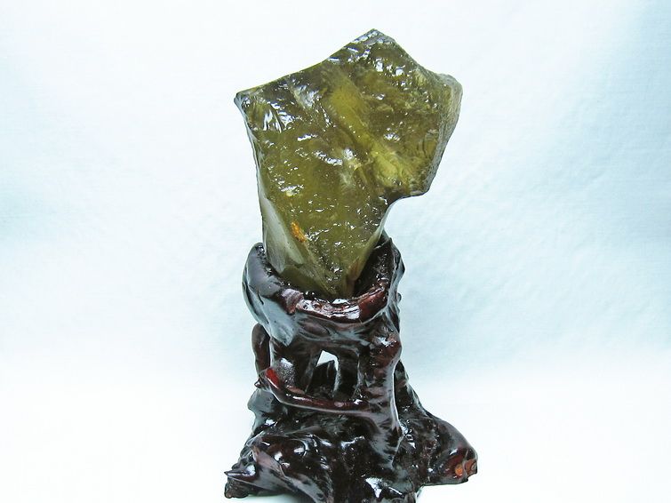 1.2Kg リビアングラス 原石 台座付属 一点物 199-942