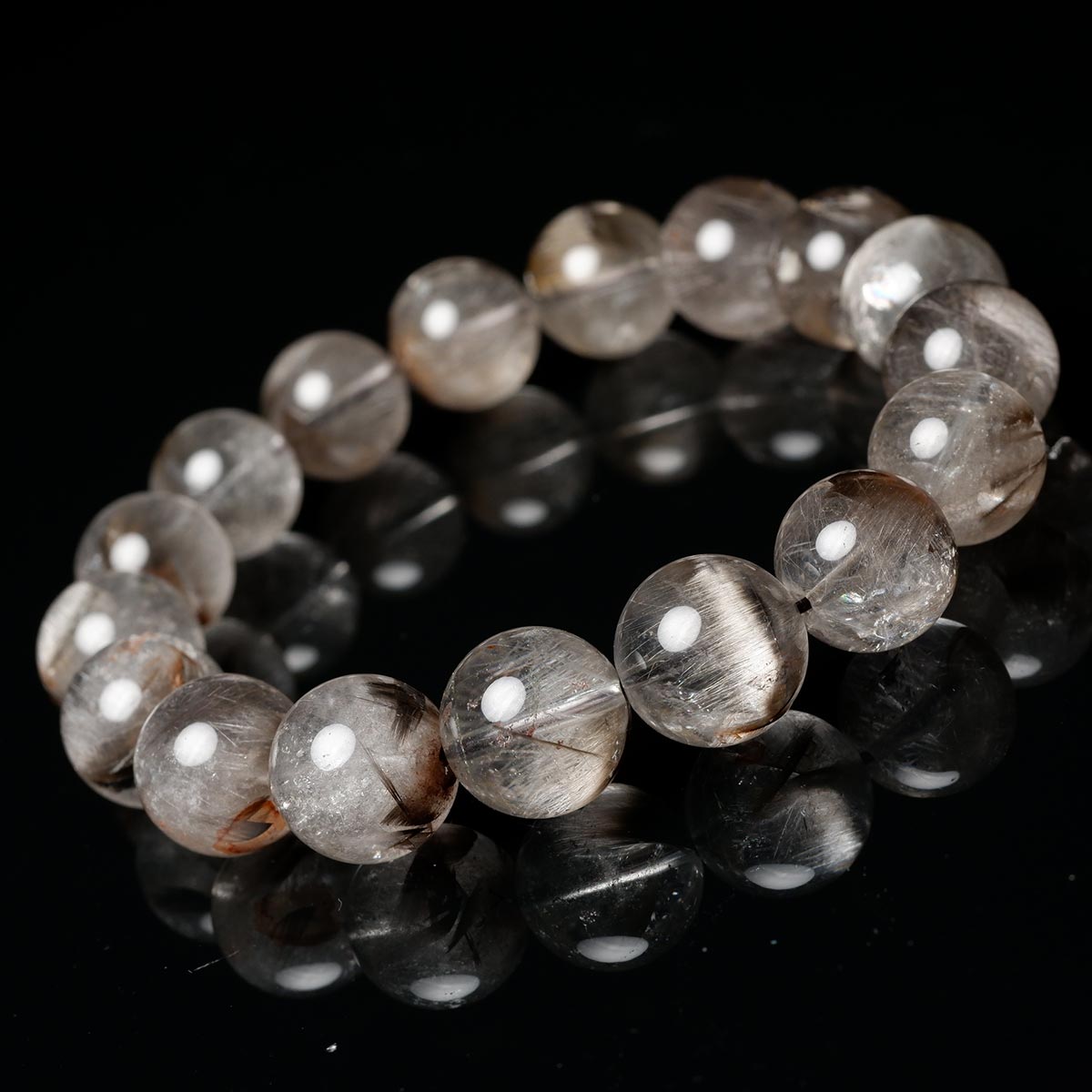 ルチルクォーツ プラチナルチル ブレスレット 13mm 一点物 211-1263 