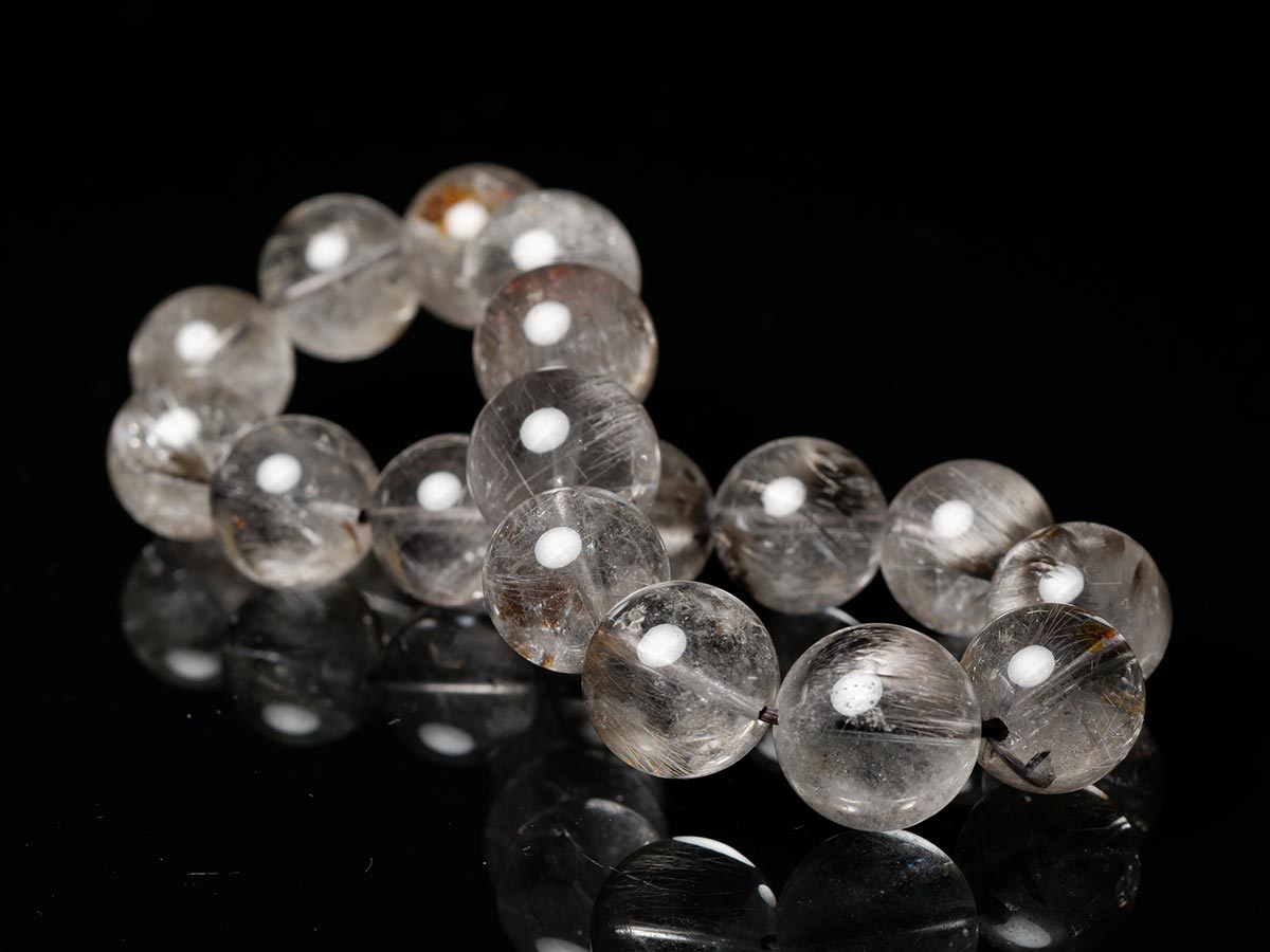 プラチナルチルクォーツ ブレスレット 13mm 一点物 211-1690