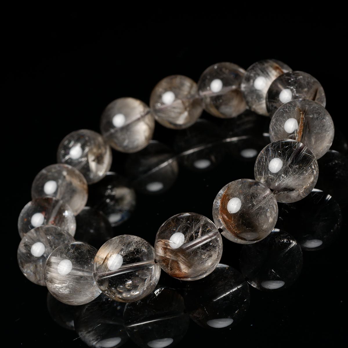 プラチナルチルクォーツ ブレスレット 14mm 一点物 211-1699