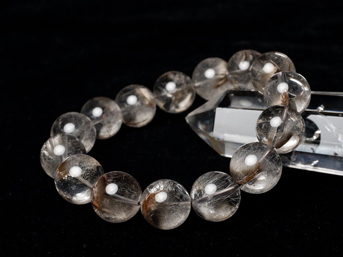 プラチナルチルクォーツ ブレスレット 14mm 一点物 211-1699