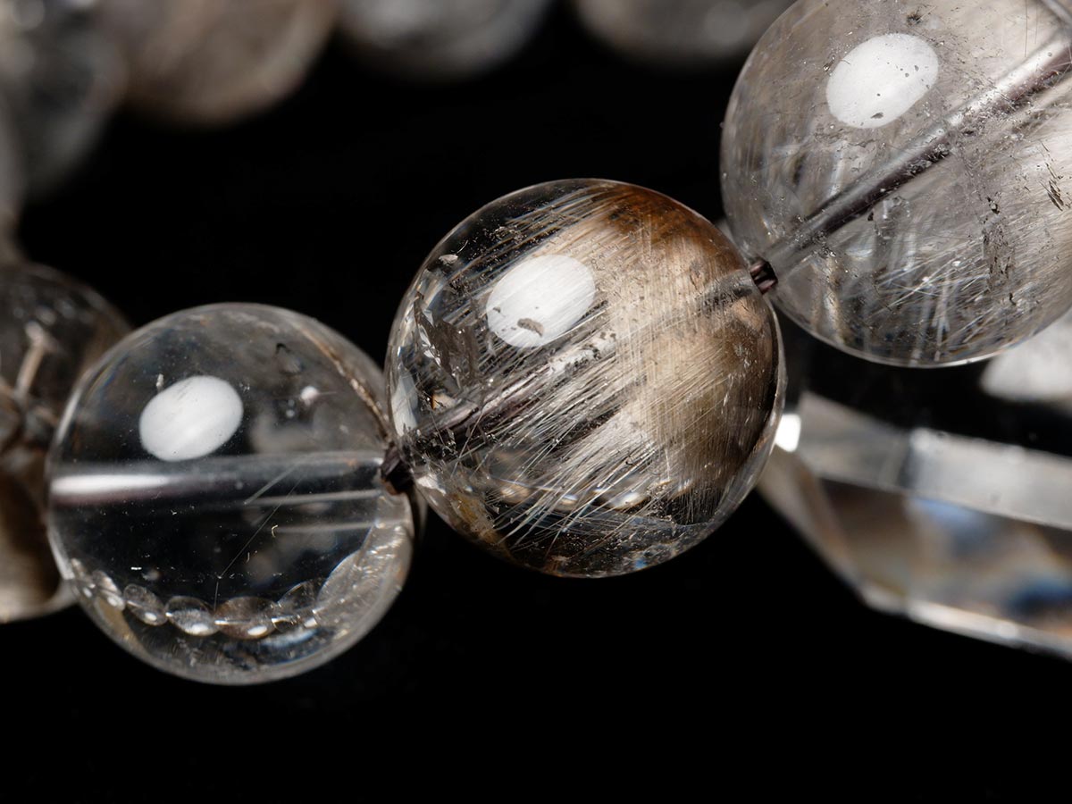 プラチナルチルクォーツ ブレスレット 14mm 一点物 211-1699