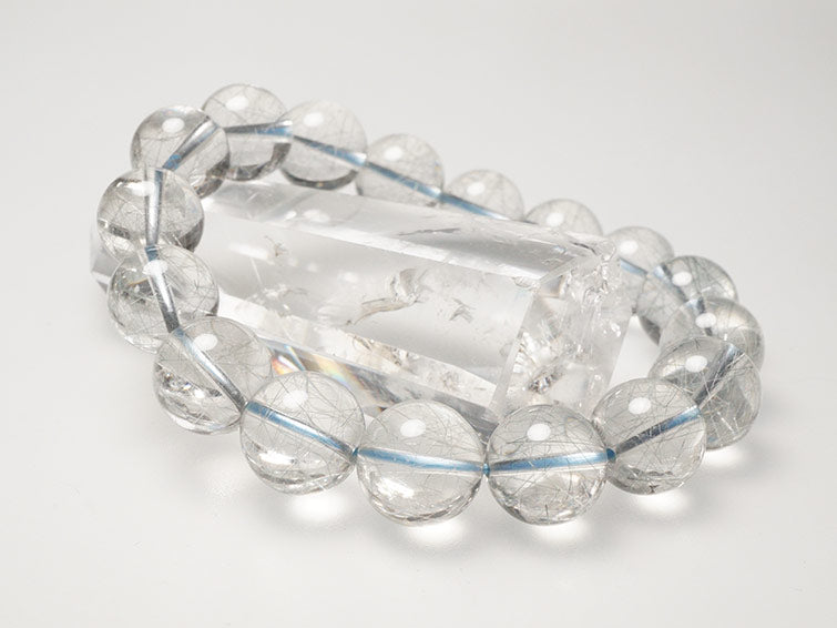 ブルー ルチルクォーツ ブレスレット 12mm 一点物 211-1885