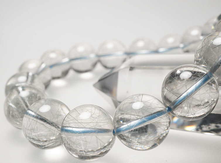 ブルー ルチルクォーツ ブレスレット 12mm 一点物 211-1885