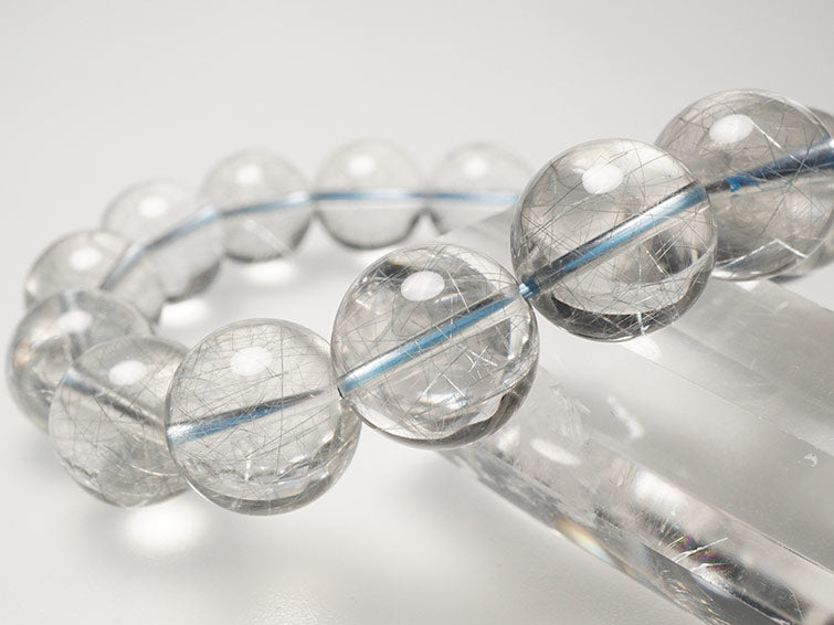ブルー ルチルクォーツ ブレスレット 14mm 一点物 211-1887