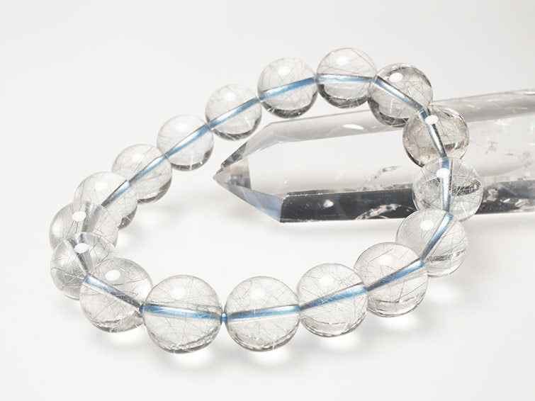 ブルー ルチルクォーツ ブレスレット 12mm 一点物 211-1889