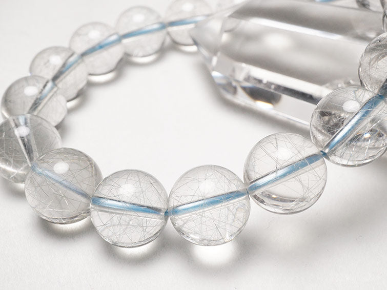 ブルー ルチルクォーツ ブレスレット 12mm 一点物 211-1919