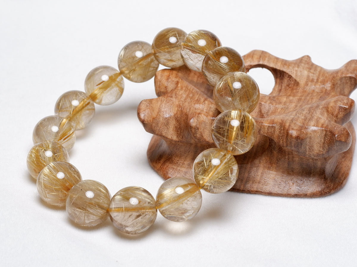 金運アップ!ゴールデンタイチンルチルクォーツブレスレット14mm ゴールド タイチンルチルクォーツ ブレスレット 14mm 一点物 211