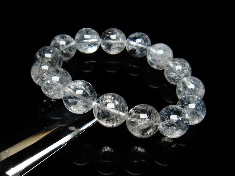 アイリスクォーツ 水晶 ブレスレット 虹入り 15mm 一点物  [M便 1/10] メール便可 111-3662