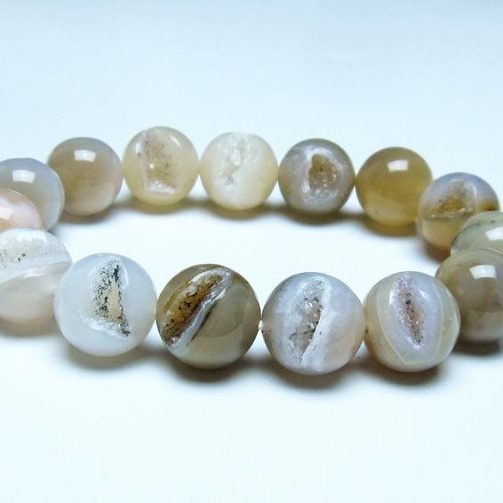 アゲート 笑口ブレスレット 14mm 一点物 メール便可 [M便 1/10] 111-39604