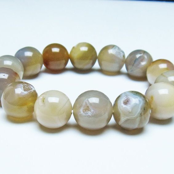 アゲート 笑口ブレスレット 16mm 一点物 メール便可 [M便 1/10] 111-39620