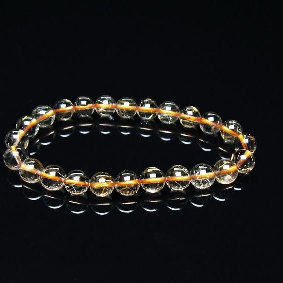 タイチンルチルクォーツ ブレスレット 8mm 一点物 メール便可 [M便 1/10] 111-44576