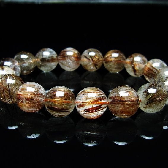 キャッツアイルチルクォーツ ブレスレット 13mm ルチルクォーツ ブレス 一点物 メール便可 [M便 1/10] 111-45764