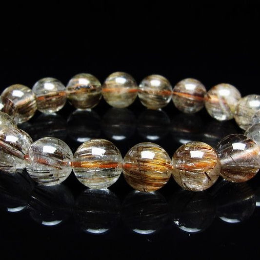 キャッツアイルチルクォーツ ブレスレット 12mm ルチルクォーツ ブレス 一点物 メール便可 [M便 1/10] 111-45783