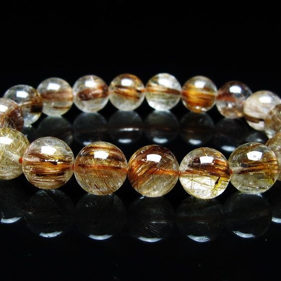 キャッツアイルチルクォーツ ブレスレット 10mm ルチルクォーツ ブレス 一点物 メール便可 [M便 1/10] 111-45786