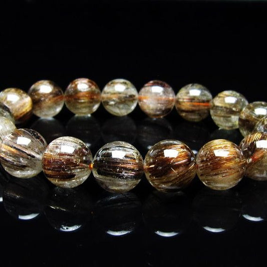 キャッツアイルチルクォーツ ブレスレット 12mm ルチルクォーツ ブレス 一点物 メール便可 [M便 1/10] 111-45797