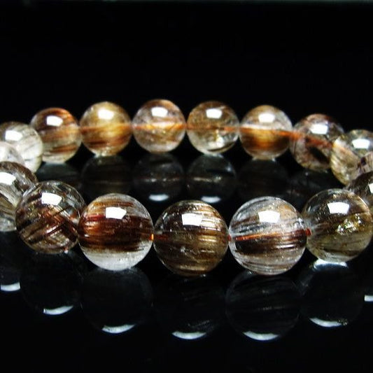 キャッツアイルチルクォーツ ブレスレット 12mm ルチルクォーツ ブレス 一点物 メール便可 [M便 1/10] 111-45798