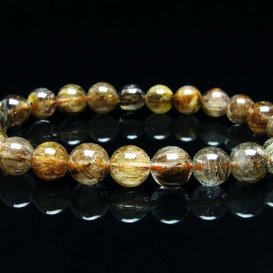 キャッツアイルチルクォーツ ブレスレット 8mm ルチルクォーツ ブレス 一点物 メール便可 [M便 1/10] 111-45806